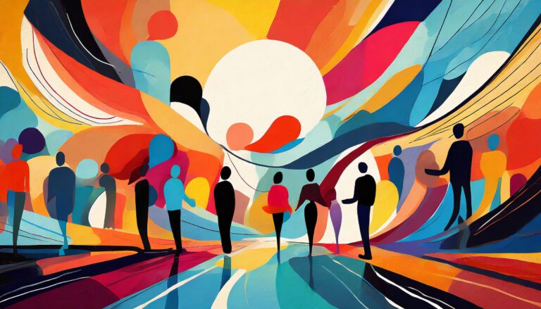 Firefly crea una imagen abstracta llena de colores vibrantes que simbolice la comunicación inclusiva (2)