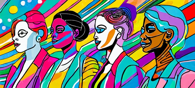 Firefly -Imagina una composición artística donde el foco central sea la presencia de cuatro mujeres, copia