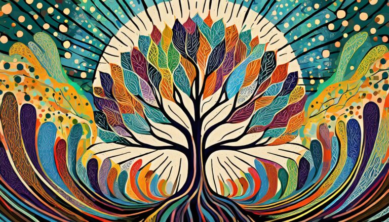 Firefly Una representación visual digital de empresas inclusivas y diversas, destaca un árbol centra