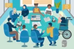 Ilustración de una reunión de trabajo con personas diversas alrededor de una mesa, en una nota sobre autocensura, inclusión y autenticidad en las organizaciones.